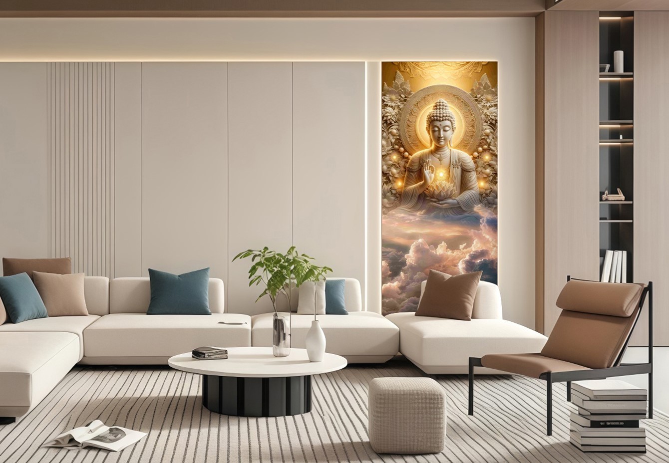 Buddha 3D Wall Customized UV Sheet (EW-004) - Image 2