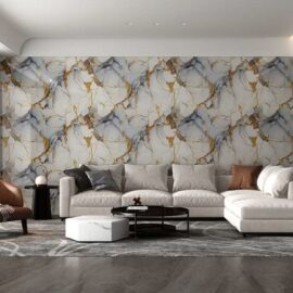 UV Marble Sheet Roll – Golden Grey Luxury Design (PLD2031)