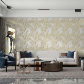 UV Marble Sheet Roll – Golden Leaf Pattern Design (6265)